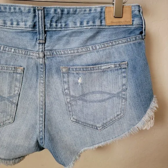 Abercrombie & Fitch Lace Crochet Distressed Cutoff Denim Jean Shorts - Picture 9 of 12